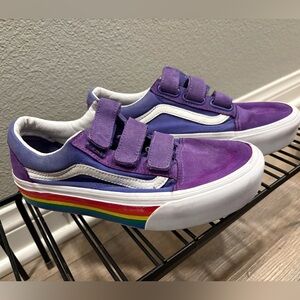 Purple Velcro Rainbow Vans Sneakers